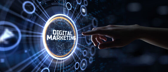 Digital marketing strategy online advertising internet technology concept.