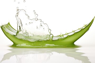 Aloe vera slice with gel isolated on white background dripping