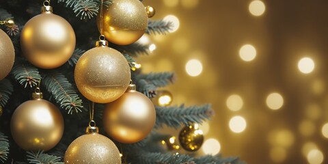 Fototapeta na wymiar Golden christmas balls