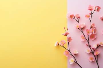 Obraz na płótnie Canvas Flowers on a pink and yellow background