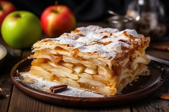 Apple pie strudel gourmet dessert