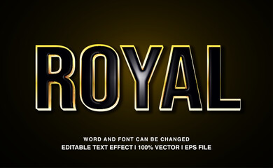 Royal editable text effect template, 3d bold black luxury glossy style typeface, premium vector