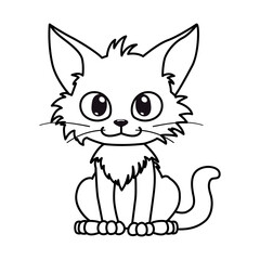 Cute line art cat. Funny domestic animal. Design element for coloring book. Isolated vector illustration 