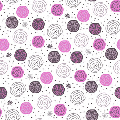 seamless pattern of cartoon roses for wallpaper, fabric, backdrops, paper on a transparent background