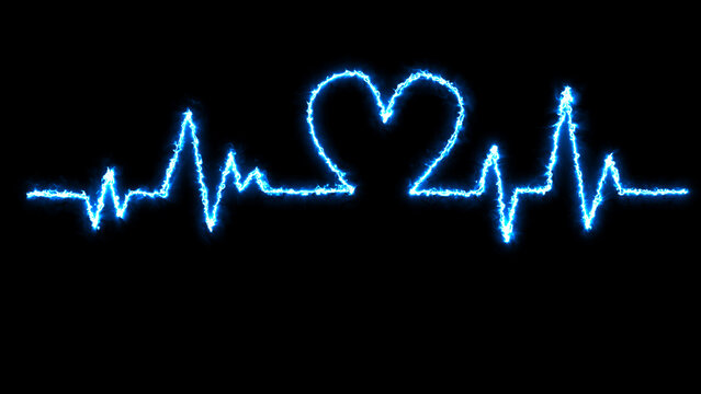 Heart pulse. sky blue and black colors. Heartbeat lone, cardiogram. Beautiful healthcare, medical background. Modern simple desig, Icon, sign.