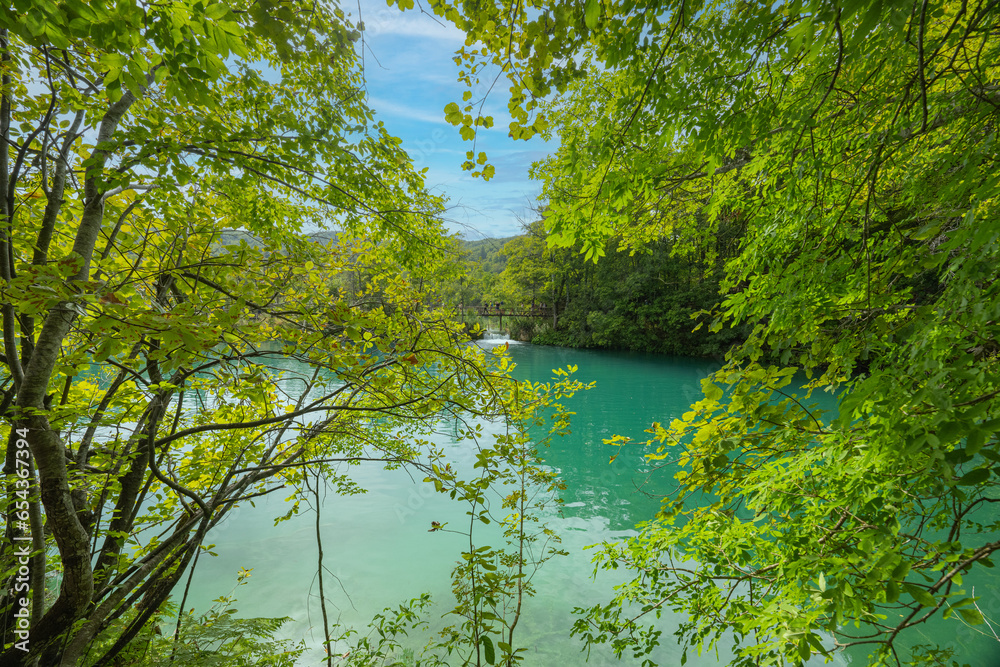 Poster landscape of plitvice lakes, croatia