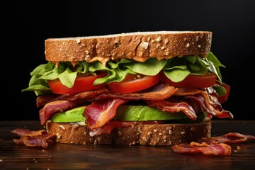 Zelfklevend Fotobehang Bacon and veggie sandwich on white © The Big L