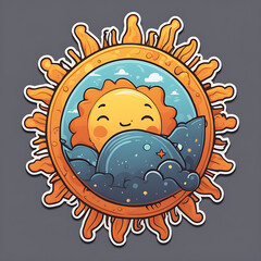 morning sun cartoon effect sticker sun sticker badge 1