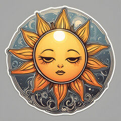 sun sticker badge cartoon