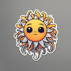 cute sun sticker round badge