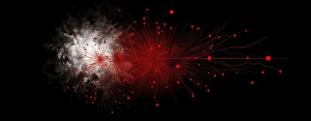 fireworks on the black background with a full moon, in the style of red and beige, color splash, rtx on- generative AI