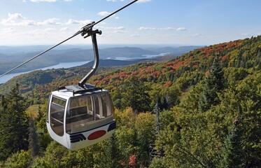 view from top of Mont-Tremblant towards the Laurentian mountains, Autumn scene