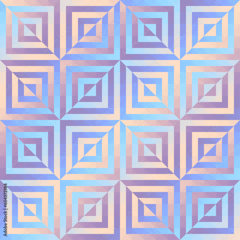 Poster Geometric seamless abstract pattern in low poly style. Small squares regular pattern. Seamless gradient