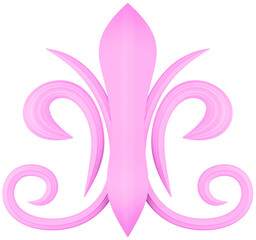 3D illustration render element of openwork decor of different colors on transparent background