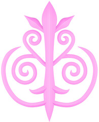 3D illustration render element of openwork decor of different colors on transparent background