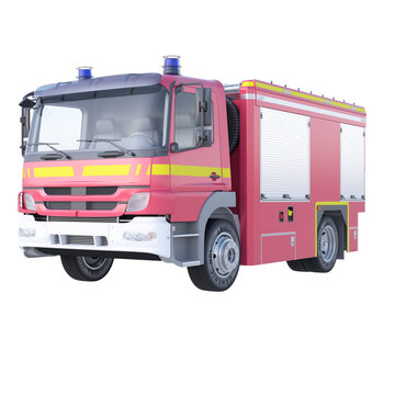 Realistic fire truck car on isolated transparency background