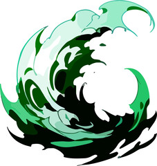 power blast magic green wind wave element comic action effect drawing lines generated with AI
