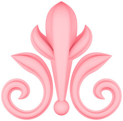 3D illustration render element of openwork decor of different colors on transparent background