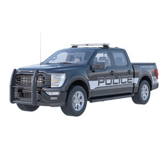 Realistic police pickup truck on isolated transparency background