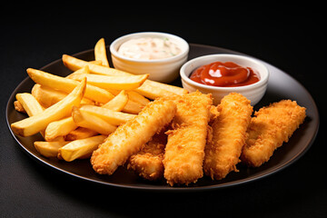 Fried fish sticks and French fries