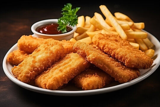Fried fish sticks and French fries