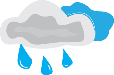 Illustration of Cloud and Rain. Transparent Background.