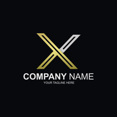 Letter x Logo Design Vector. Gold luxury logo element. Abstract emblem design logo concept for template.