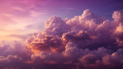 Foto op Aluminium Sunset over the Clouds, Sky with Clouds Purple ,pink and Gold Colors, Perfect for Wallpapers, Banners, and Artwork 2 © Pasindu
