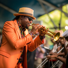 person playing the trumpet - obrazy, fototapety, plakaty