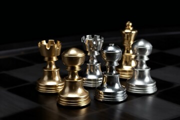 Chess piece on a chess board game for ideas, challenges, leadership, strategy, business, success, or abstract concepts. Ai Generative