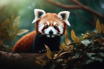 Red panda (Ailurus fulgens) in the forest