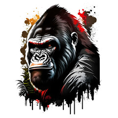 portrait of a Gorilla : A art of a gorilla for t shirt design 