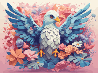 vector landmark including a building with a clock and a picture of a building.
