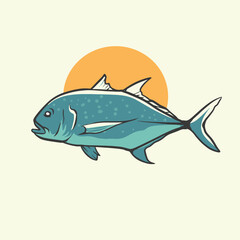 giant travelly fish vector illustration