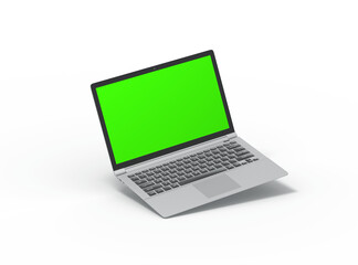 Fototapeta premium Modern laptop with easely changeable green screen design on the transparent background. 3D Render