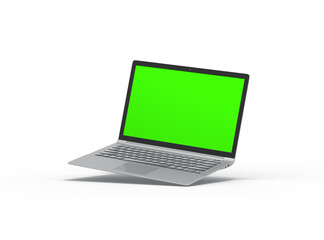 Fototapeta premium Modern laptop with easely changeable green screen design on the transparent background. 3D Render