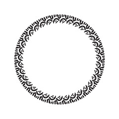 Scandi wreath in quirky vector style isolated on white background. Decorative frames for playful antique graphics. Monochrome ornate quirky illustration. 