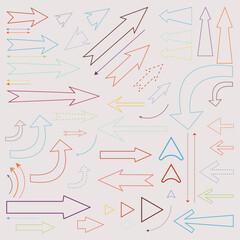 Colored set of hand drawn arrow illustrations