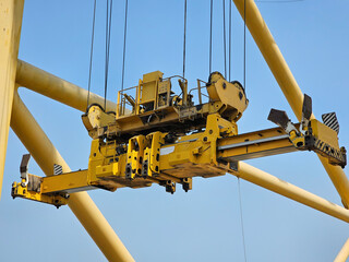 Spreader of the transtainer from the close distance