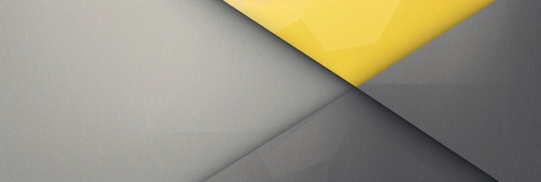 Grey and yellow background texture with minimal geometric triangle shapes, presenting a modern abstract design featuring a captivating interplay of gradient, noise, and grain, web banner