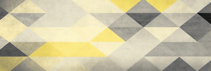 Fototapeta premium Grey and yellow background texture with minimal geometric triangle shapes, presenting a modern abstract design featuring a captivating interplay of gradient, noise, and grain, web banner