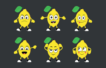 Cartoon lemons set with different emotions
