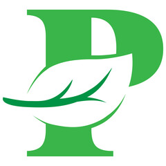 P Green leaves letter eco alphabet Icon
