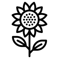 Sunflower icon in outline style. Vector illustration, suitable for logo, web, graphic design, illustration, sticker, books, etc
