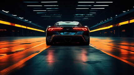 high-speed sports car in an urban setting