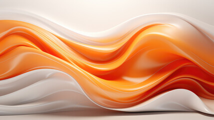 Calming abstract art background. A golden glassware wave on a white background. Smooth curves and lines. 