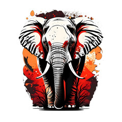 A drawing of an elephant. art for t-shirt design 