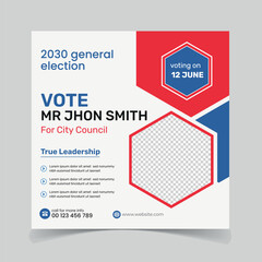 Vector Vote Election Campaign Social Media Post Design - obrazy, fototapety, plakaty