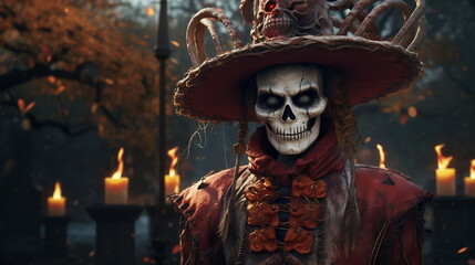 Spooky Halloween Skull Costume Makeup