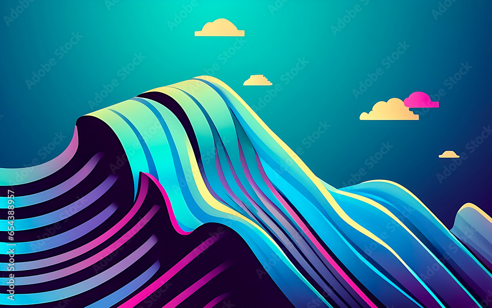 Poster 3D abstract  abstract pattern backdrop shade of cool lighting dark contrast computer graphics generative ai for wallpaper